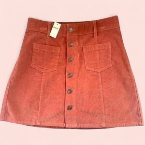 Women’s Aerie Hi Waisted A line Corduroy Mini Skirt Orange Small NWT